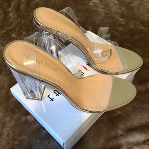 NEW!!! Clear stappy heel sandals